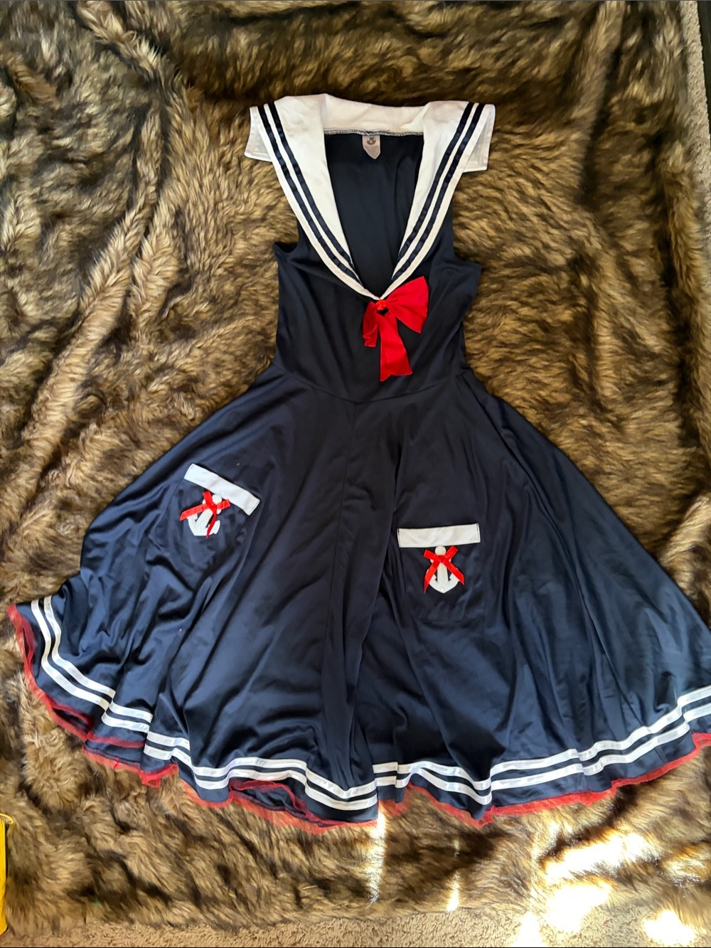Sailor Dress Nautical Navy Stretchy Cosplay Fun Halloween Adult Size Medium